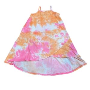 Appaman, Vibrant Pink and Orange Tie-Dye Girls Asymetrical Dress, Size 7