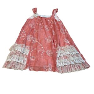 Isobella and Chloe, Girls Linen and Lace Tank Dress, Size 7