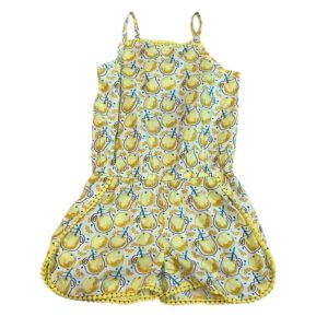 NWT, Appaman Girls Lemonade Romper with Pom Pom Detail, Size 8