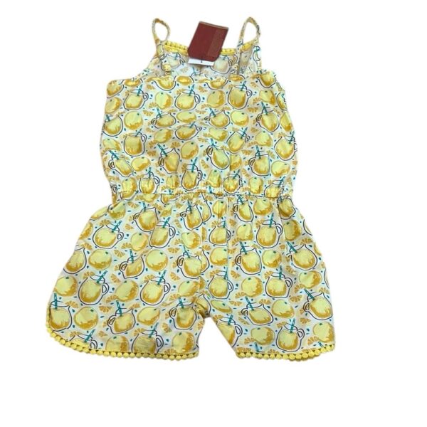NWT, Appaman Girls Lemonade Romper with Pom Pom Detail, Size 8