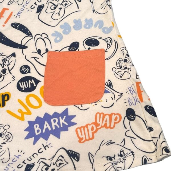 Disney Cream and Orange Cartoon Dress, Size Small (6)