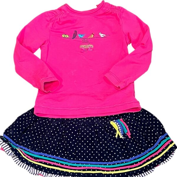Deux par Deux Long Sleeved Shirt with Matching Corduroy Skirt, Size 2