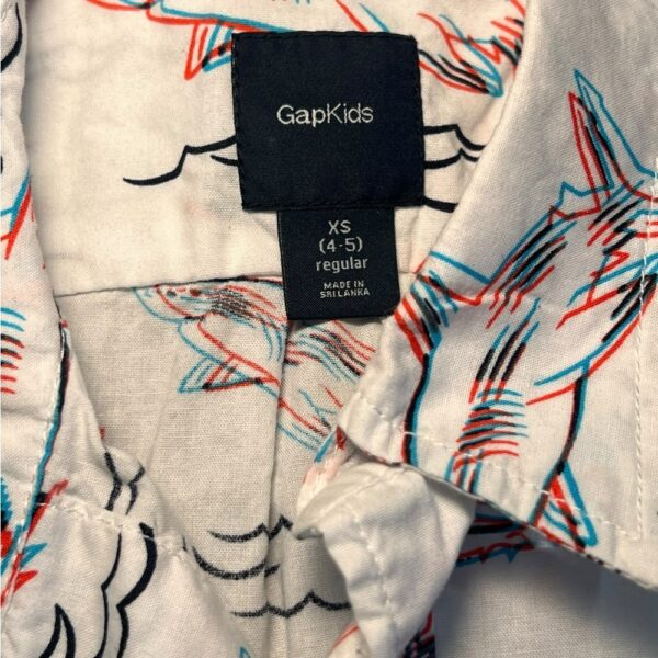 GAP Kids 3D Shark Button Down Shirt, Size XS (4-5)