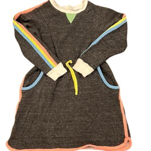 Miki Miette Long Sleeved Grey Dress with Stripe Detail, Size 8