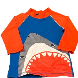Boden Blue and Orange Shark Rashguard, Size 5-6