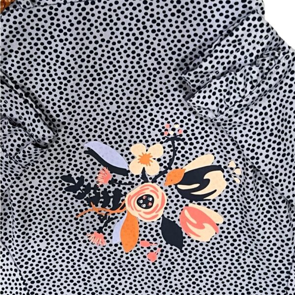 Deux par Deux Blue Polka Dot Dress with Floral Design, Size 6