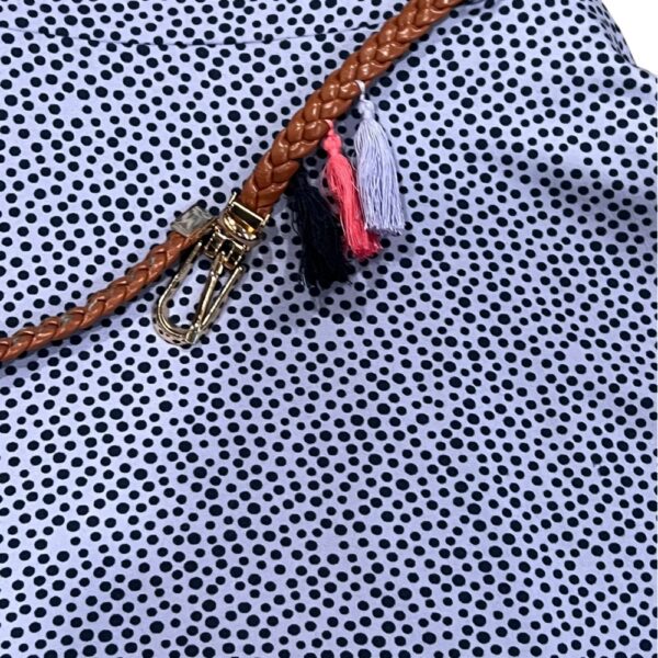 Deux par Deux Blue Polka Dot Dress with Floral Design, Size 6