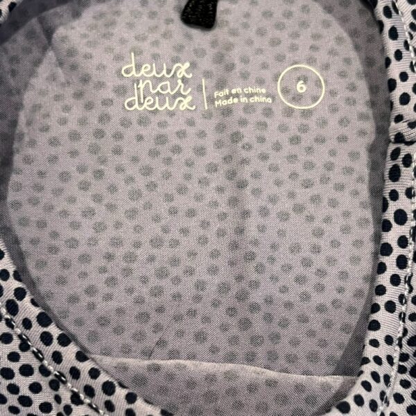 Deux par Deux Blue Polka Dot Dress with Floral Design, Size 6