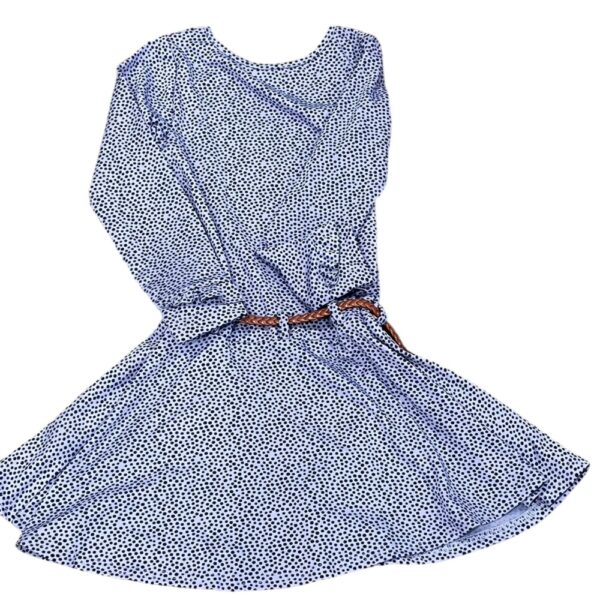 Deux par Deux Blue Polka Dot Dress with Floral Design, Size 6