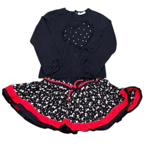Elaine et Lena Paris, Matching Girls Ruffle Skirt and Long Sleeved Shirt, Sz 2