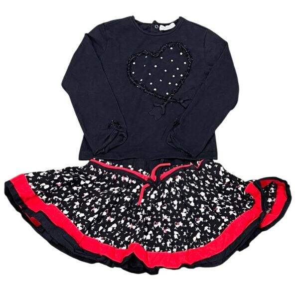 Elaine et Lena Paris, Matching Girls Ruffle Skirt and Long Sleeved Shirt, Sz 2