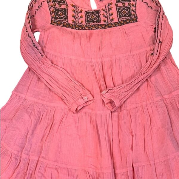 Antik Batik Pink Ruffled Tiered Linen Sundress, Size 8
