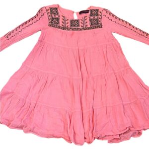 Antik Batik Pink Ruffled Tiered Linen Sundress, Size 8