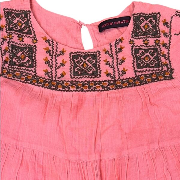 Antik Batik Pink Ruffled Tiered Linen Sundress, Size 8