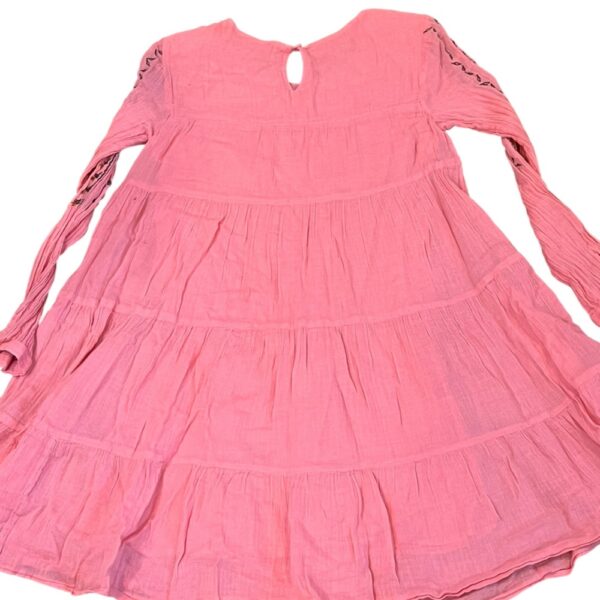 Antik Batik Pink Ruffled Tiered Linen Sundress, Size 8