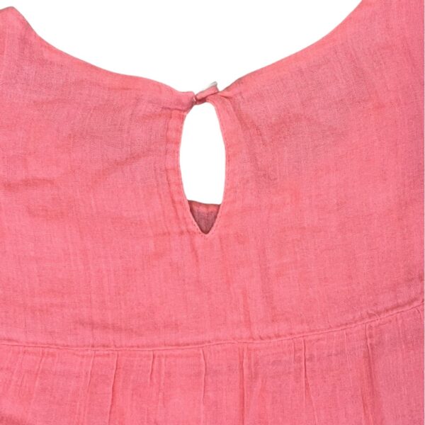 Antik Batik Pink Ruffled Tiered Linen Sundress, Size 8
