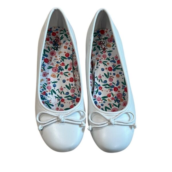Nordstrom Rack, White Ballet Flats with Bow, Worn Once, Size 2