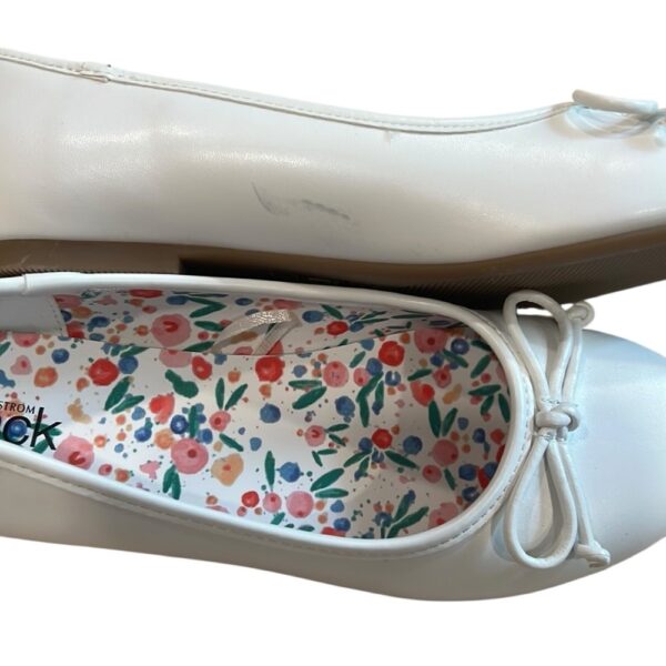 Nordstrom Rack, White Ballet Flats with Bow, Worn Once, Size 2