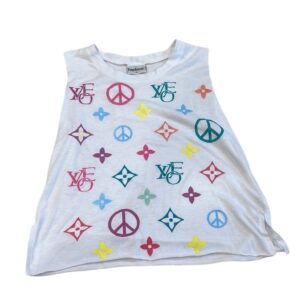Firehouse NYC, Girls White Muscle Tee with Peace and Love Graphics, Size L