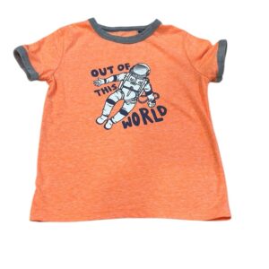 NWOT, Mini Boden, Orange Astronaut Kids T-Shirt, Size 6-7