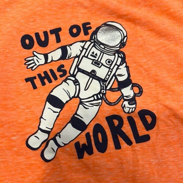 NWOT, Mini Boden, Orange Astronaut Kids T-Shirt, Size 6-7