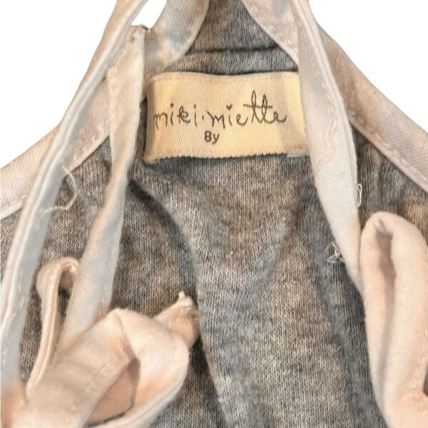 Miki Miette Grey Terrycloth Tie Romper with Heart Pockets, Size 8