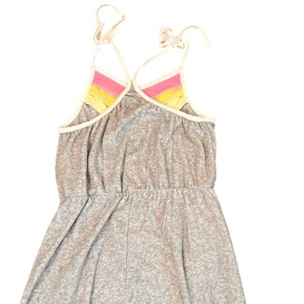 Miki Miette Grey Terrycloth Tie Romper with Heart Pockets, Size 8