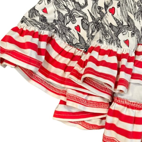 Rock Your Kid Black, White, and Faded Red Twirly Dress with Unicorns, Size 6