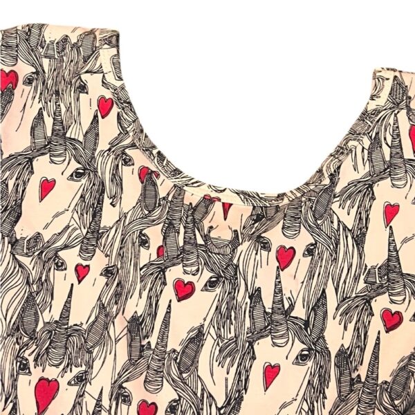 Rock Your Kid Black, White, and Faded Red Twirly Dress with Unicorns, Size 6