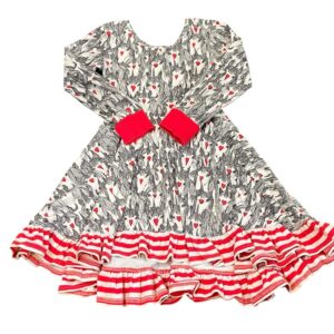 Rock Your Kid Black, White, and Faded Red Twirly Dress with Unicorns, Size 6