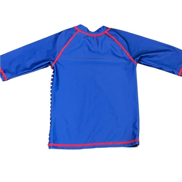 Navy Blue Shark Print Kids Rashguard, Size 5/6