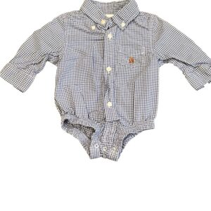 GAP Blue Gingham Baby Bodysuit Size 3-6 months