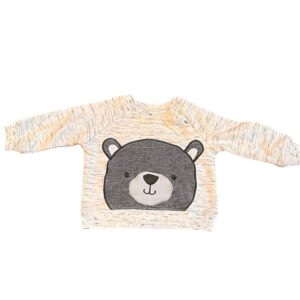 Chick Pea Bear Graphic Kids Sweatshirt - Cream and Gray Size 0-3 months