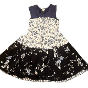 Eliana et Lena Navy and Cream Floral Dress, Size 10A