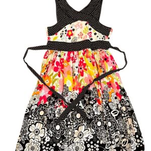 Bonnie Jean Floral and Polka Dot Dress - Black, Pink, Yellow, Size 8