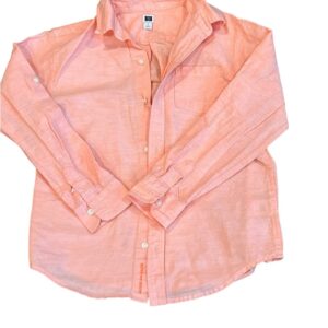 Janie and Jack Peach Button Down Linen Shirt, Size 7