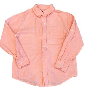 Janie and Jack Peach Linen Button Down Shirt, Size 6