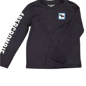 Abercrombie Kids Black Long Sleeve Tee with Logo, Size 7/8
