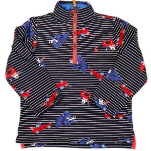 Joules Kids Navy Striped Sweatshirt with Red and Blue Prints, Size 7