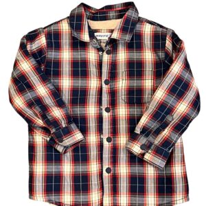 Mayoral Boys Fleece Lined Button Up Flannel, Size 18 months