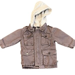 Splendid Plaid Lined Jacket with Button Detail and Removable Hood, Size 18 month