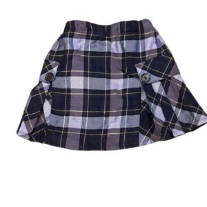 Lands' End Plaid Uniform Skirt in Navy and Yellow, Size 7
