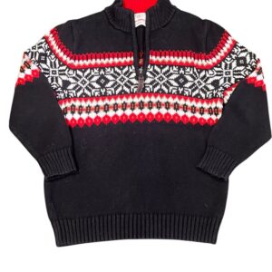 Hanna Andersson Black and Red Nordic Boys Holiday Sweater, Size 5 (110)