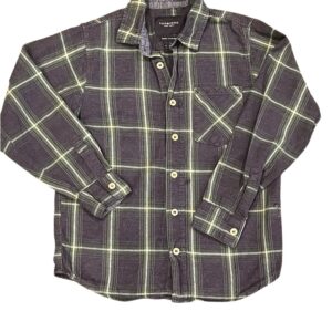 Toobydoo Boys Green and Blue Plaid Flannel Button-down Shirt, Size 7