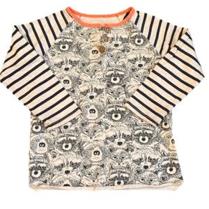 EGG Baby Boy’s Long Sleeve Shirt with Raccoon/bear Print and Stripes, Size 2