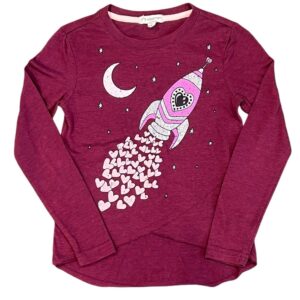Appaman, Girls Purple Rocket Long Sleeve Tee, Size 7