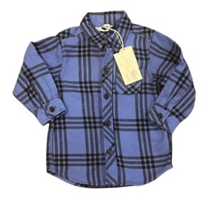 NWT, Bit’z Kids, Toddler Boys Blue Button-Down Flannel, Size 18-24 months