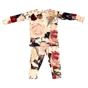 Posh Peanut Floral Pajama Set - Pink and Cream, Size 6-12 months