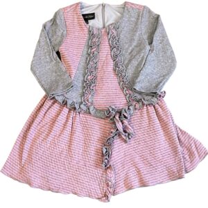Isobella & Chloe, Striped Pink and Gray Dress, Size 4