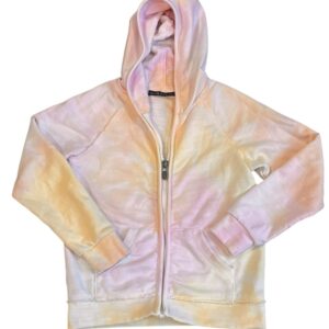 Miki Miette, Girls Orange and Pink Tie Dye Zip Up Hoodie, Size 7